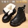 Fur Integrated Snow Boots Women's Winter Short Boots Women's Real Soft Leather Velvet Warm Thickened Soles Martin Boots Women's Cotton Shoes Women