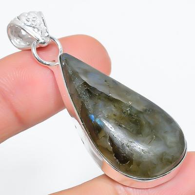 Лабрадорит Ручная работа Серебро 925 пробы Ювелирное изделие Кулон 2,17" P1P60