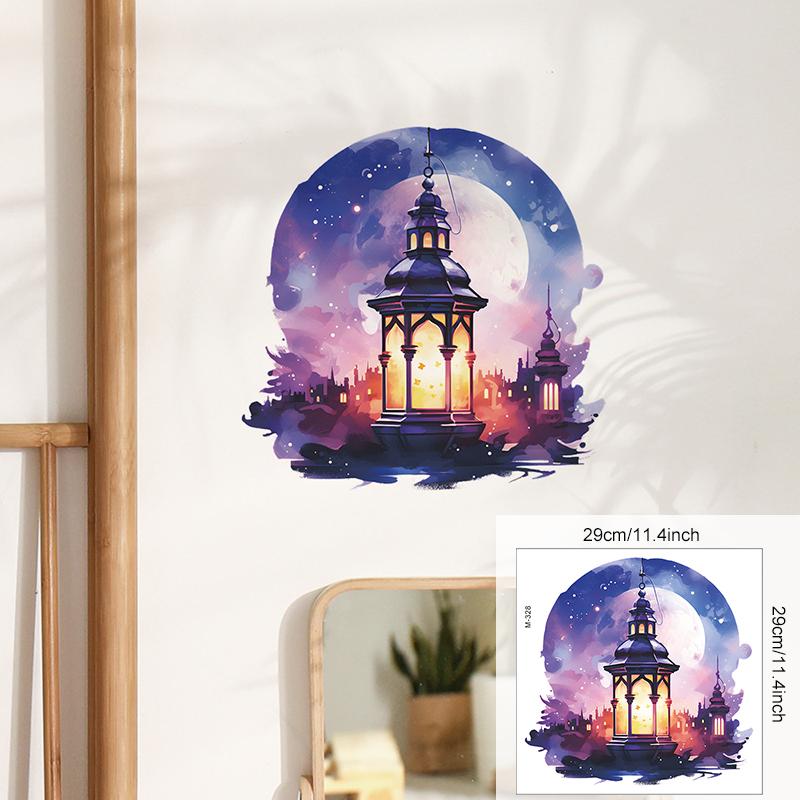 2024 Ramadan Kareem Wall Stickers Moon Star Lantern Wall Decal Eid Mubarak Decorations for Home Muslim Islamic Window Sticker