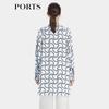 PORTS Women's Phantom Blue Print Silk Shirt