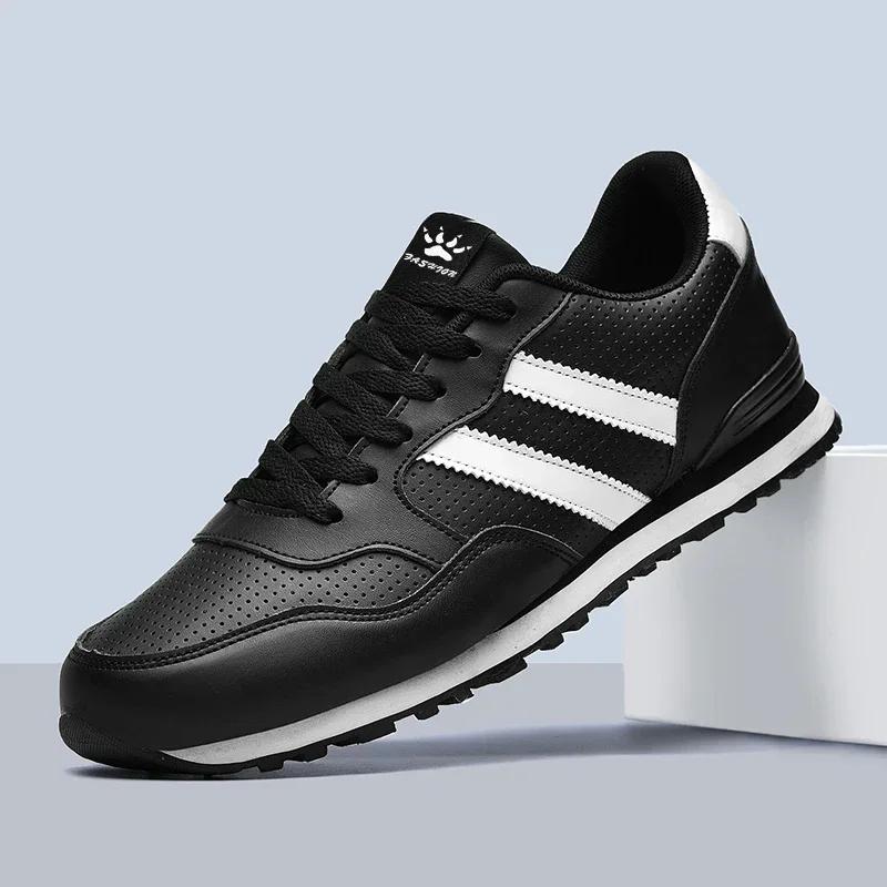 Men Classical Running Shoes Lightweight Leather Outdoor Casual Sneakers Men Comfortable Sport Breathable Flat Jogging Shoes