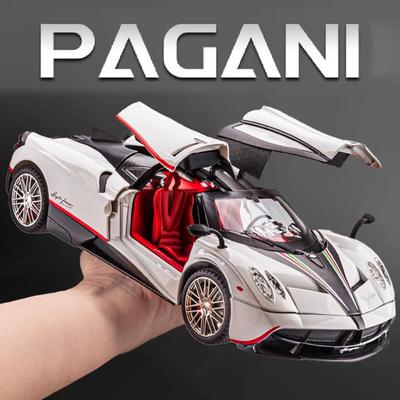Большой размер 1:18 Pagani Huayra Игрушечная модель автомобиля Литой сплав Спортивные автомобили Звук Свет Оттяжка Амортизация Модели Праздничный подарок