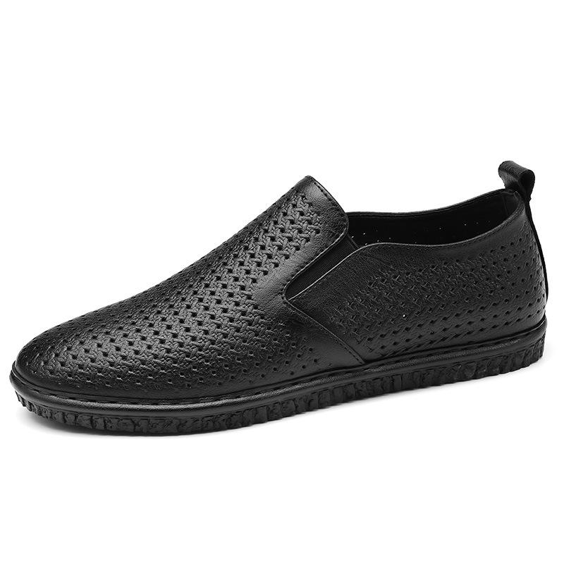 Large Size Loafers, One-pedal Lazy Casual Shoes, Spring and Summer Low-top Hollowed-out Ventilation Holes, Leather Driving Shoes