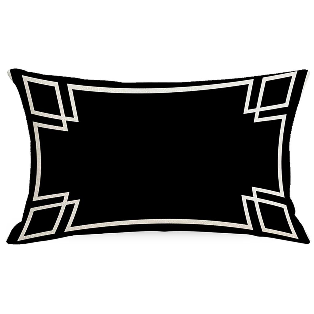 Современная простая черно-белая подушка для гостиной, дивана, спальни, спинки, односторонняя, льняная, с абстрактной полоской, клетчатая подушка, качество