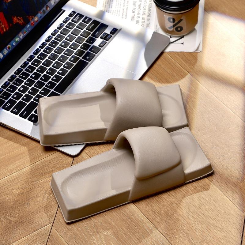 Luxury Indoor Slippers for Girls At Home Japanese Square Solid Color Flat Bottomed Bathroom Non Slip Beach Women's Slippers