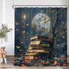 Retro Magic Shower Curtain Wizard Hat Witch Magic Room Library Book Bookshelf Retro Polyester Shower Curtain Fabric