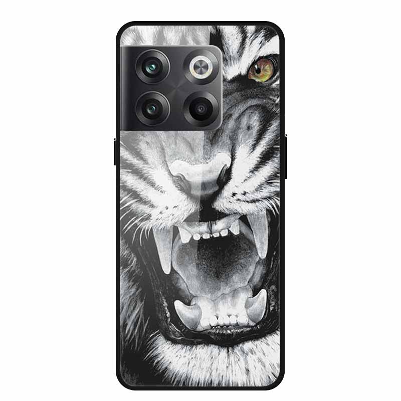 For Oneplus 10 pro Case Luxury Hard Tempered Glass Cover for OnePlus 10 Pro TPU Bumper Phone Case Cool Animals Pattern Cover