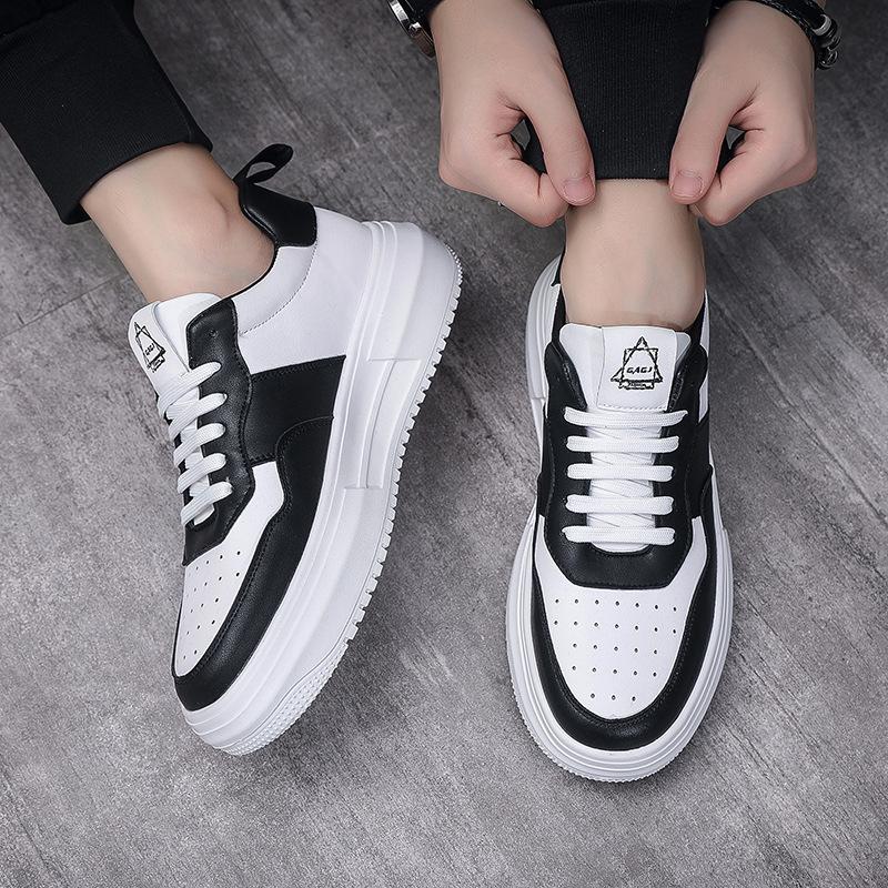 Мужская обувь осень 2025 простые мужские туфли Air Force, нишевая обувь для доски, черно-белая, приливная, платформа, личность, универсальная обувь, пятно