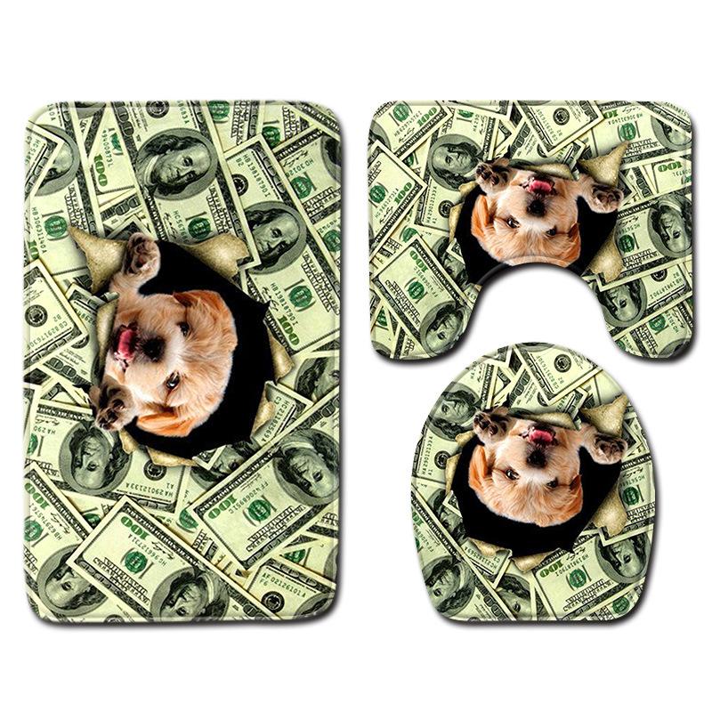 Tree Hole 3D Toilet Floor Mat Animal Bathroom Non-Slip Mat Toilet Three-Piece Carpet Pattern Can Be