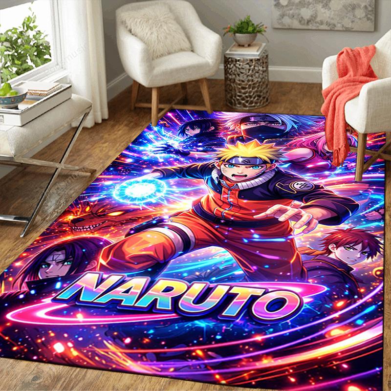 Naruto Power Print Crystal Velvet Plush Rug AntiSlip Resistant Floor Carpet For Indoor Household Home Decoration