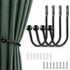 Curtain Holdbacks with Screws for Living Room Bedroom Bathroom, Black