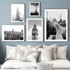Black and White Poster, Urban Landscape, Art Print, Paris, London, Canvas, Painting, Vintage Wall Painting for Living Room Decor