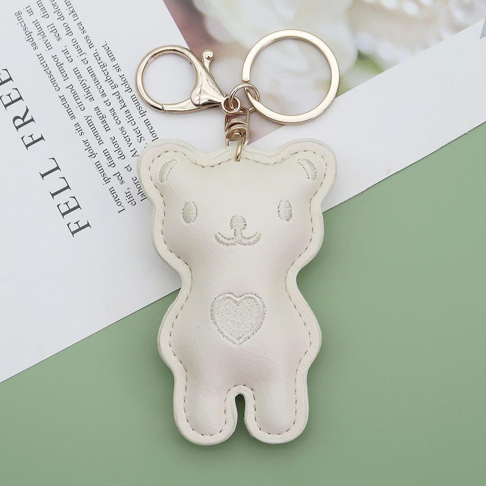 Fashion PU Leather Embroidery Bear Hanger Cute Heart Bears Bag Pendant  Backpack Decoration