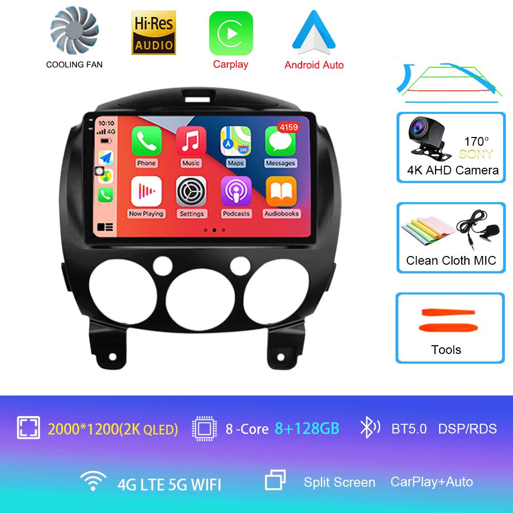 Android 14 For MAZDA 2 Mazda2 2007 2008 2009 2010 - 2014 Car Radio Stereo Player Support Tablet WiFi GPS Navigation 360 Camera