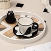 Черно-белая волнистая керамическая кружка, кофейная чашка и набор тарелок, чашки для послеобеденного чая, чашки для завтрака, кружка для молока, кружка для воды, кружки для сока, чайная чашка