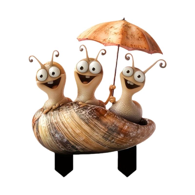 Acrylic Garden Floor Plug Cute Creative Snail Statue Sculptures Multifunctional Waterproof Snail Mini Figurine