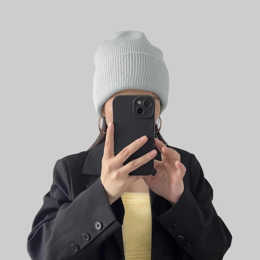 Женская шерстяная шапка Тепло и защита ушей Вязаная шапка Большая голова Маленькое лицо