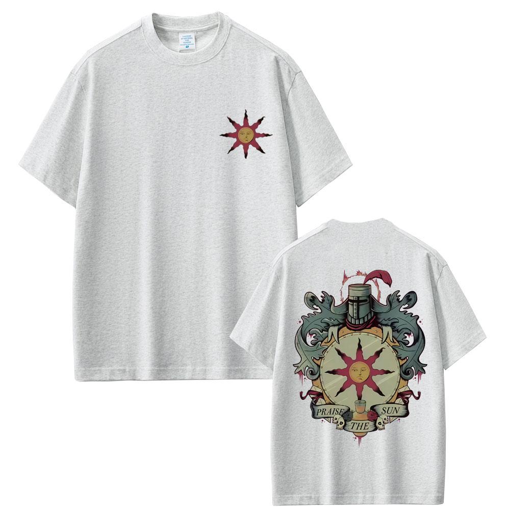 Игровая футболка Dark Souls Церковь Солнца Графическая футболка Мужская Женская Мода Готика Рок Футболки Мужские Повседневные Винтажные Оверсайз Футболки