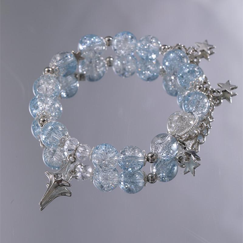 17KM Korean Silver Heart Bow Bracelets for Women Crystal Butterfly Star Moon Beads Bracelet Accessories Jewelry