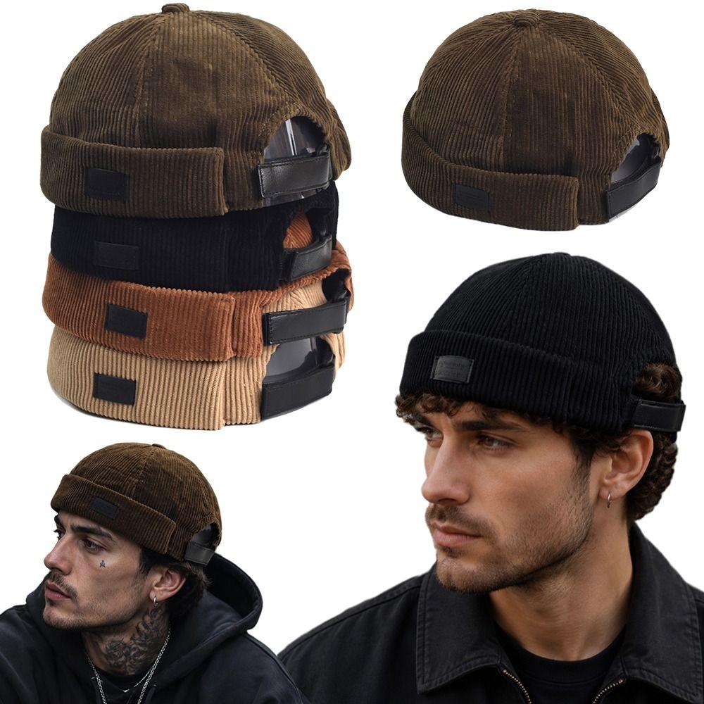 Adjustable Streetwear Hip Hop Hat Soft Corduroy Dome Hat Vintage Landlord Hat Daily Casual Wear