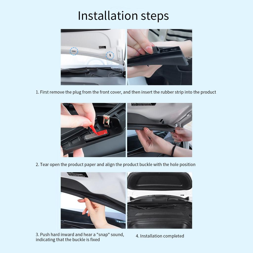 Уплотнительная лента переднего капота, резиновые уплотнители, защитные накладки, пылезащитная уплотнительная лента для переднего капота, подходящая для транспортных средств