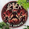 Металлическая табличка Slayer Ад Ждет Круглое Настенное Искусство Подарок Декор для Дома и Офиса