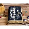 Sun Moon Leather Journal For Men Women of Antique Hademade Decle Edge Pepar Leather Sketchbook For Men Women