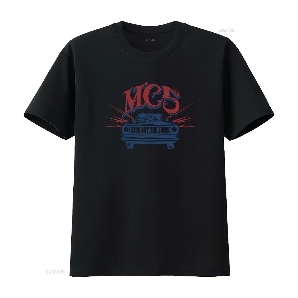 Хлопковая футболка MC5 Kick Out The Jams Дизайн ретро-автомобиля Рок-группа винтажный Стиранный Мягкий мужской Удобный Слегка дышащий