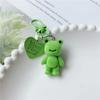 3D Cartoon Flocking Frog Keychain Cute Keyring Bag Pendant Backpack Charms Car Decor Accessories