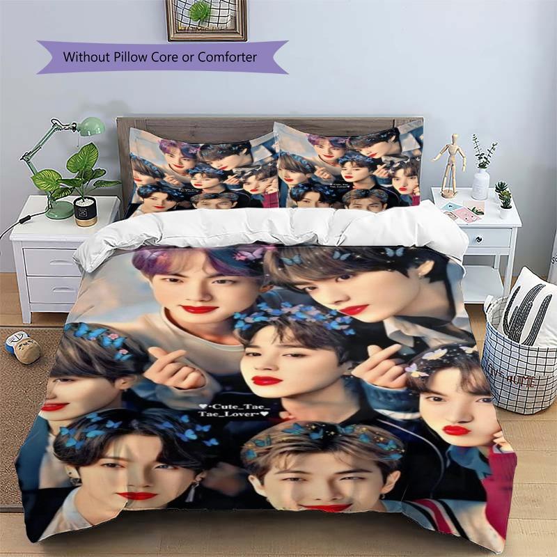 K‑pop Boy Group 3 Pieces Duvet Cover Set, Idol Portrait Print Bedding Set, Soft Home Textile Decor Without Pillow Core For Kpop Fans