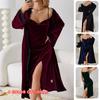 Sexy Split Fork Pure Desire Backless Velvet Sweet Nightdress Simple Robe Home Set