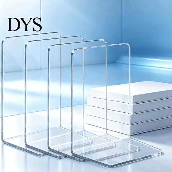 Decorative Book Organizer for Desk 1 Pc Clear Bookend Heavy Book, Acrylic Shelf Organizer, Vertical Workstations L Shaped Stopper Bedroom Library