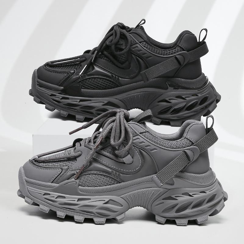 2025 Spring Black Versatile Platform Dad Shoes Women's New Retro Women's Shoes Soft Sole Heightening Casual Sports Shoes