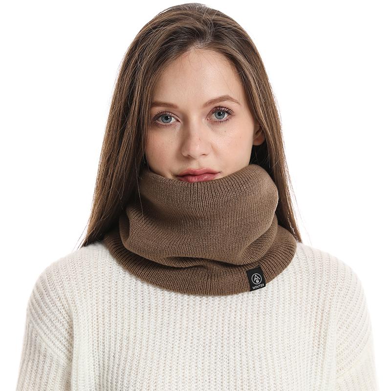 Solid Cashmere Plush Warm Winter Ring Scarf Women Men Knitted Full Face Mask Snood Neck Scarves Bufanda Thick Muffler New