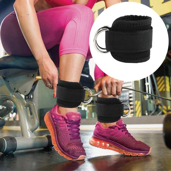 2 шт. манжеты для фитнеса на щиколотке с D-образным кольцом, регулируемые для мужчин и женщин, упражнения на бедра, силовые тренировки, эспандер, аксессуары, ремни на щиколотке, тренировки в домашнем спортзале