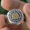 Мода Панк Мужские Золотой и Серебряный Цвет Викинг Нержавеющая Сталь Байкерские Кольца Викинги Треугольник Один Скандинавские Украшения Размер 7-14