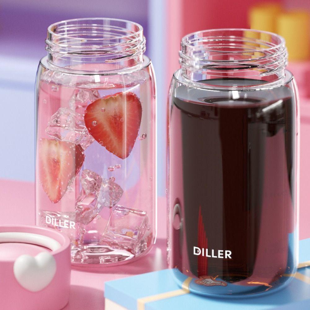 Plastic Straight Drink Water Cup With Handle Fitness Drinking Bottle Outdoor Sport