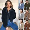 Womens Faux Fur Jacket  Long Sleeve Oversized Winter Coat Zipper Sweatshirt Outwear