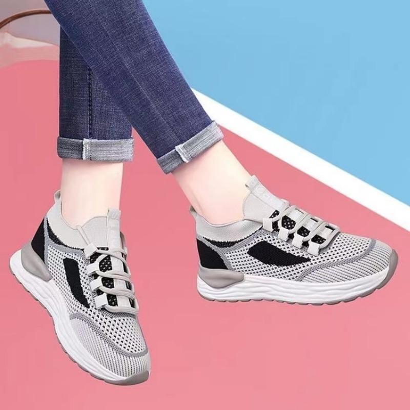 Ladies Shoes 2024 New Lace Up Women's Vulcanize Shoes Autumn Breathable Mesh Mixed Colors Casual Comfortable Walking Shoes