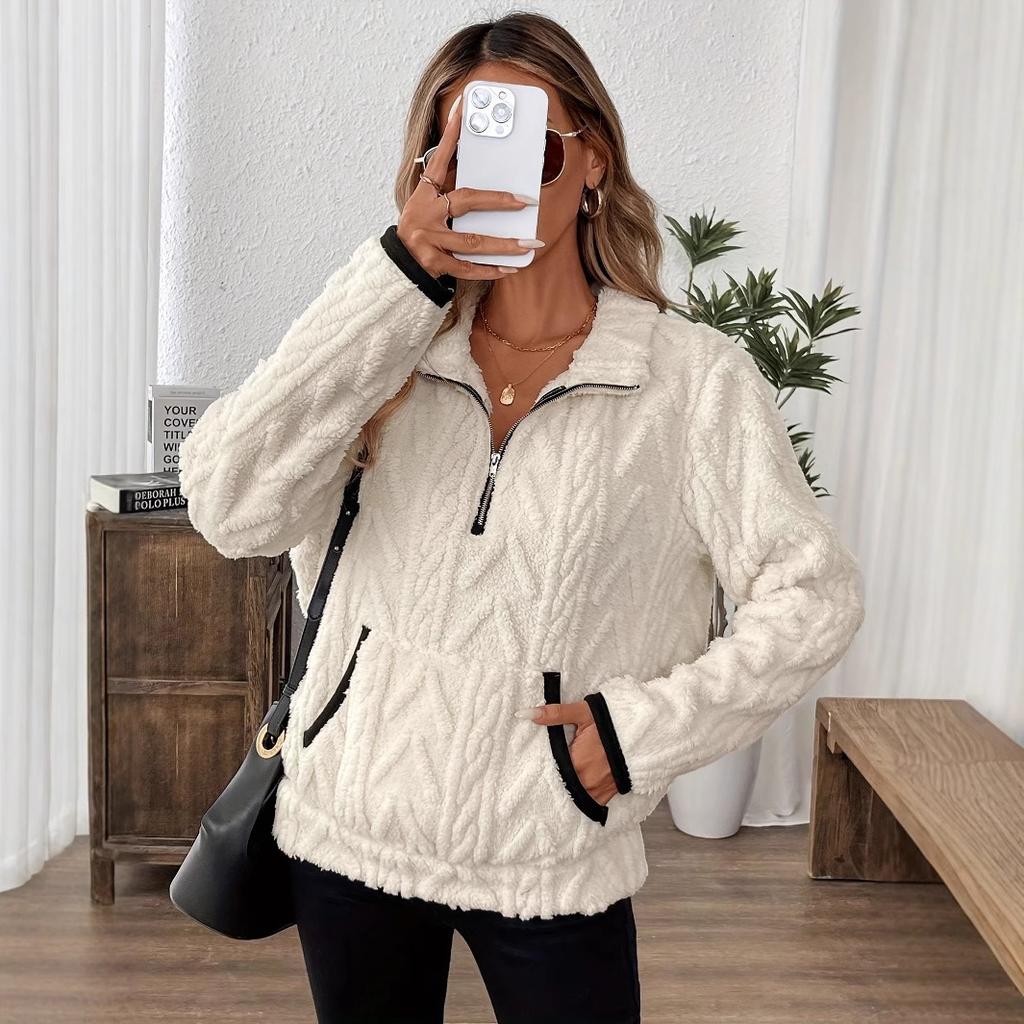 New Autumn and Winter Styles, Collar Top, Lamb Wool, Short Hoodie, Winter Interior, Plush Top