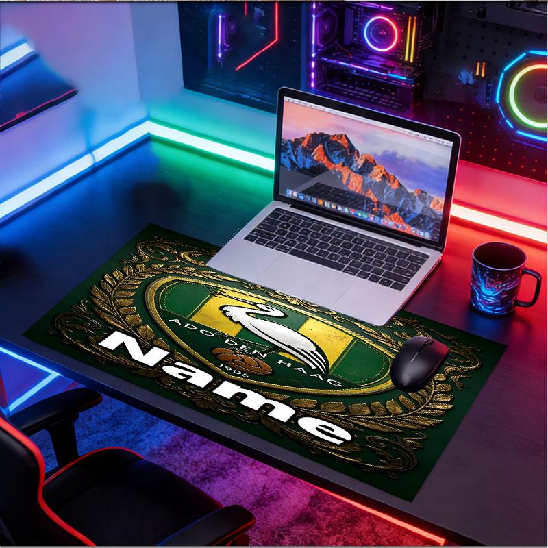 Custom Name Personalized ADO Den Haag Pattern Mousepad, Laptop PC Desk Mat, Decorative Desk Mat for Home Keyboard Pad Gift