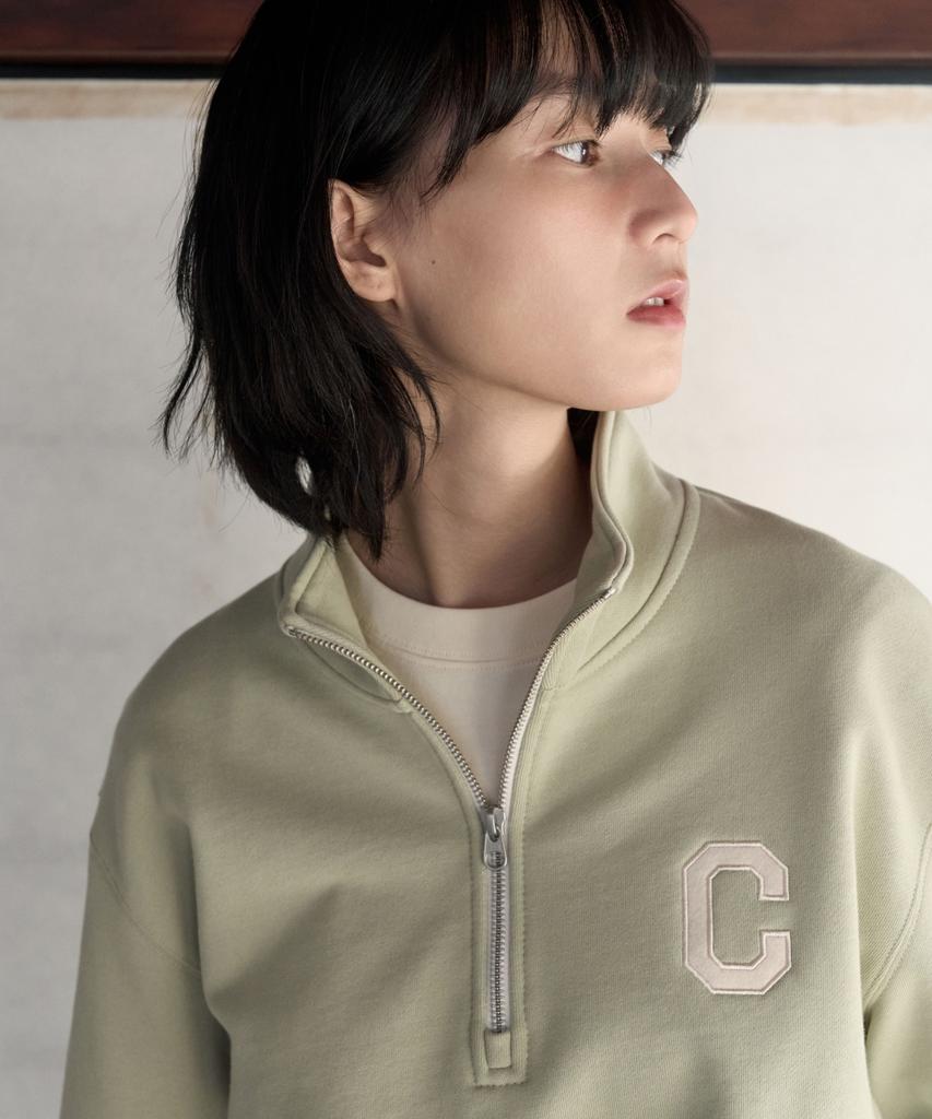 COVERNAT C Logo Half-Zip Sweatshirt Light Green