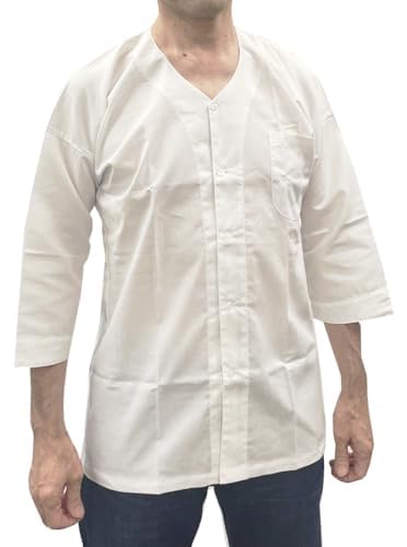 Asakusa Kimono Market Koiguchi Shirt [White] Unisex Festival Costume for Men and Women (Size L)