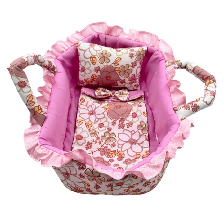 Doll Nursery Basket Bed With Pillow and Bedding, Fabric Pretend Play Cradle for 30cm Dolls and Display Roleplay Activity
