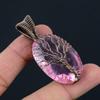 Tree Of Life Pink Kunzite Gemstone Copper Wire Wrap Handmade Pendant Jewelry For Woman