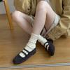 Premium Retro Double-breasted Woolen Mary Jane Shoes Women's 2025 Autumn and Winter New Versatile Flat Single Shoes Grandma Shoes