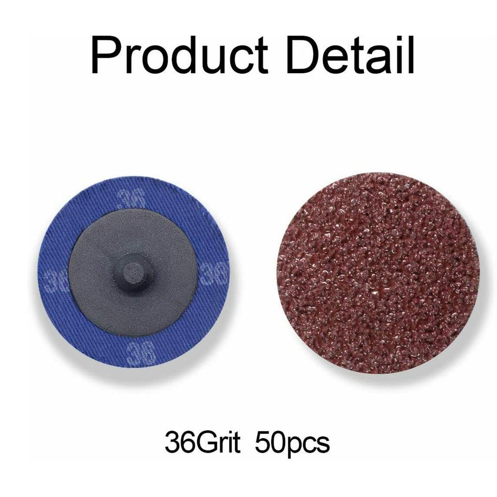 50Pcs 2in Sanding Grinding Discs 36 Grit Aluminum Oxide Die Grinder Roll Lock Disc Rust Paint