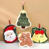 Coral Fleece Christmas Santa Claus Hand Towels Water Absorption Quick-Drying Hand Towel Christmas Tree Bell Kitchen Bathroom