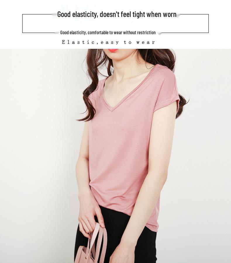 Sleeveless V-Neck Slim-Fit Modal T-Shirt for Women - Summer 2024 Korean Style