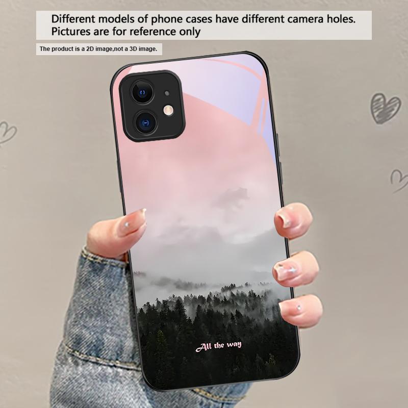 Пышный лес из листьев Для iPhone 17 Air 16 E 15 Plus 14 Pro Max 13 12 mini 11 5 6 7 8 Plus XR XS Max SE Черный стеклянный чехол для телефона